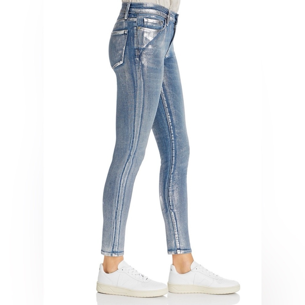 RARE Frame NWT Le Skinny De Jeanne Metallic Jeans in Canon Foil—25